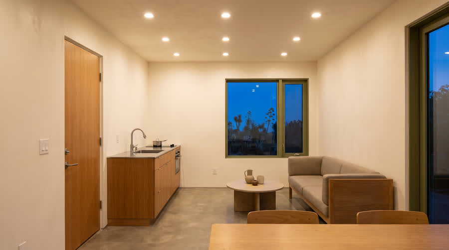 CADU interior showing a plain grid of recessed downlights.